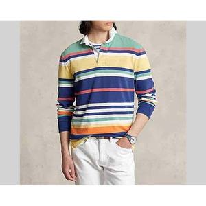 เสื้อโปโลแขนยาวสำหรับผู้ชายรักบี้2025ออกแบบลายทางย้อมสีล้วนแฟชั่นยอดนิยม - Product Image 2