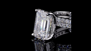 แหวนนิรันดร์แบบซ้อนได้ ประดับเพชรทรงกลมและทรงมรกตที่เพาะเลี้ยงในห้องปฏิบัติการ |   ชุดทำงานสุดหรูและแหวนของขวัญ - Product Image 5