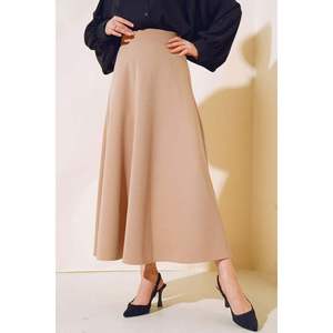 กระโปรงทรงตรงสีเบจ ลายเรียบ ไซส์ L-2XL ผลิตจากผ้า TR - Product Image 4