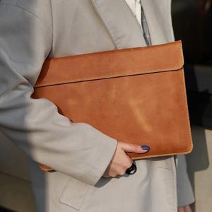 Full Grain Naturally Milled Cowhide Leather High Quality Daily Use Baxter Black <b>Laptop</b> <b>Sleeve</b> Open Slip Pocket Trolley Strap - Product Image 2