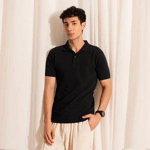 Camiseta de golf para polo 100% algodón personalizada para hombre, logotipo bordado, diseño sólido, manga corta, ajustada (jersey de primavera y otoño) - Product Image 1