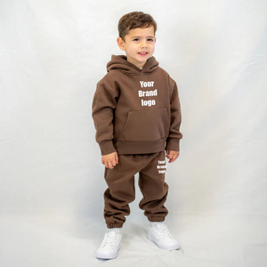 Ensemble sweat à capuche et pantalon en molleton décontracté pour enfants, logo personnalisé, tenue unisexe pour tout-petits, sweat à capuche et pantalon assortis pour enfants - Product Image 1