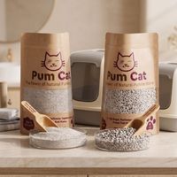 Litière pour chat Pum Cat en pierre ponce naturelle 4L, granulométrie fine et grossière, non agglomérante, haute absorption, faible poussière, contrôle des odeurs, non parfumée, écologique