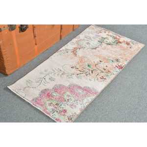 Alfombra Turca de 1.9x3.8 pies, Alfombra Vintage, Alfombra de Lana con Puntos Blancos - Product Image 2