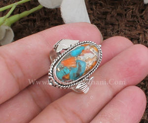 Anillo de Plata de Ley 925 con Incrustaciones de Ágata en Corte Ovalado, Diseño Único Hecho a Mano, Joyería Unisex, Talla Ajustable - Product Image 2