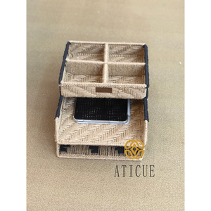 Housse pour ordinateur portable en jute et coton tricoté, écologique et artisanale, 15x11x8 pouces, organiseur de bureau multifonctionnel pour une utilisation sur le bureau - Product Image 5