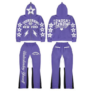 ชุดวอร์มขายดีสำหรับผู้ชาย ผ้าฝ้ายฟลีซ 100% ทรงขาบาน พิมพ์ลายสกรีนแบบรักษ์โลก ระบายอากาศได้ดี กางเกงคาร์โก้ลำลองสำหรับฤดูหนาว - Product Image 1