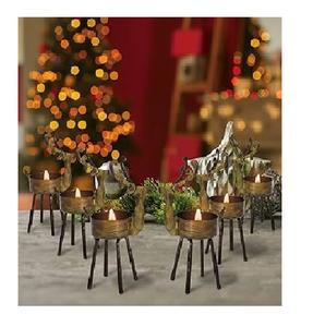 2024 CHRISTMAS METAL FORMA DE CIERVO TEALIGHT PORTAVELAS CON VIDRIO Navidad Reno Tealight Candelabros - Product Image 5