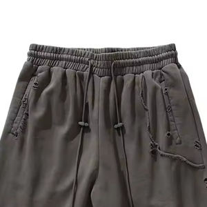 Short de détresse personnalisé pour hommes, confortable, élastique, en molleton de coton, motif solide avec poches, taille 6XL, short de détresse uni pour la sueur - Product Image 4