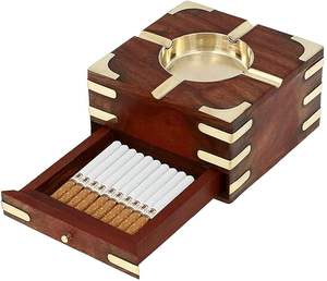 Cenicero de Madera Ecológico, Simple y Asequible para Fumar a Diario, Cenicero de Madera Rústico con Tapa, Compacto y Elegante - Product Image 3