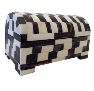 Exclusivo Joyero de Hueso con Incrustaciones de Cuerno y Patrón Cuadrado Grabado, Color Personalizado, Almacenamiento para el Hogar, Regalo, Diseño Atractivo - Product Image 2