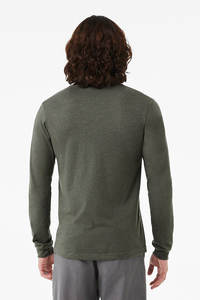 T-shirt unisexe vert olive à manches longues en jersey de coton léger de qualité supérieure, couleur unie, respirant, col rond, streetwear - Product Image 3