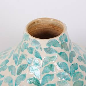 Handmade Mother Of Pearl Vase <b>Light</b> Blue <b>Leaf</b> Pattern Handmade Decorative Pot For Wholesale Home Decor And Coastal Style Design - Product Image 3