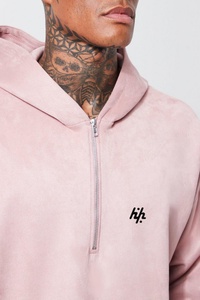 OEM personalizado al por mayor recortada de gran tamaño transpirable Sudadera con capucha nuevo cuarto de cremallera logotipo personalizado diseño de impresión 100% algodón lavado - Product Image 2