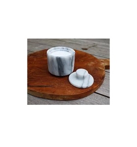 Marble Salt and <b>Sugar</b> <b>Bowl</b> with Brass Base Top Design Tabletop Decorate Modern Design White Stone Marble <b>Sugar</b> <b>Bowl</b> - Product Image 4