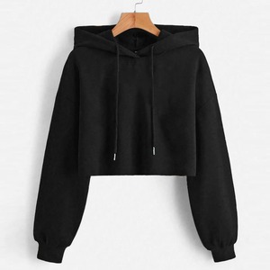 Sudaderas cortas con capucha para mujer, sudadera sólida, chándal de manga larga, ropa de moda coreana para mujer, Sudadera con capucha Harajuku - Product Image 5