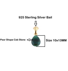 Pendentif à breloque en pierre de cabine en forme de larme de fraise verte en argent sterling 925 avec bijoux en pierre de naissance plaqués or - Product Image 3