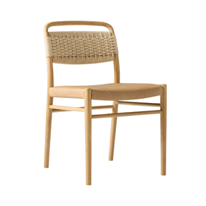 Silla de comedor de madera maciza con cojín de cuero y respaldo tejido_Muebles para el hogar, el restaurante y la Cafetería - Product Image 2