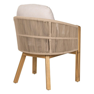 Fauteuil d'appoint moderne en rotin écologique et durable avec coussins en corde tressée, idéal pour l'extérieur, la cour et le parc - Product Image 4