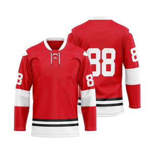 Maillot de hockey sur glace professionnel sur mesure 100% polyester respirant Design unique avec logo de l'équipe Uniformes de vente en gros à l'avant - Product Image 2