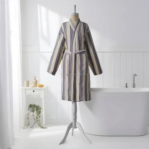 Peignoir en coton tissé 100% pour femmes et hommes, été/printemps, respirant, séchage rapide, longueur intégrale, fabriqué en Turquie - Product Image 3