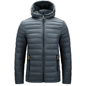 OEM personalizado de invierno de lana chaqueta acolchada con cremallera para los hombres al por mayor abrigos con capucha con diseño de burbujas - Product Image 1