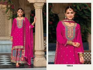 NUEVA COLECCIÓN SALWAR KAMEEZ DE TELA CHINON GRUESA CON DUPATTA Y BLUSA DE SEDA REVERSIBLE PARA FIESTAS - Product Image 5