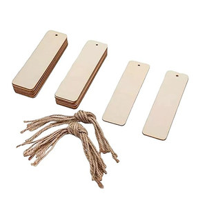 Marcapáginas de Madera Rectangular Natural Personalizado, Estilo Arte Popular, con Borlas, Pulido, para Grabado Láser, Regalo - Product Image 3