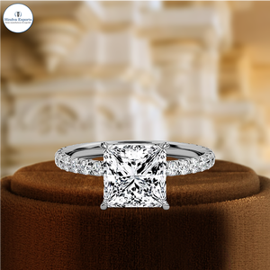 แหวนเพชรทรงเจ้าหญิง 1 กะรัต ผลิตในห้องปฏิบัติการ แหวนหมั้นแบบฝังเพชร แหวนขอแต่งงานรับรองโดย IGI แหวนแต่งงานทองคำขาว 14K สีเหลือง - Product Image 1