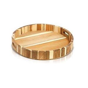 Plateau rond en bois de bonne qualité avec motif à chevrons pour Restaurant, ustensiles de cuisine en bois faits à la main, plateau de service pour la maison à faible coût - Product Image 3