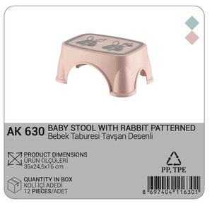 Taburete Infantil de Plástico Ecológico, Duradero, Ligero y Portátil, con Diseño Moderno de Conejito para Cocina, Dormitorio y Baño - Product Image 2