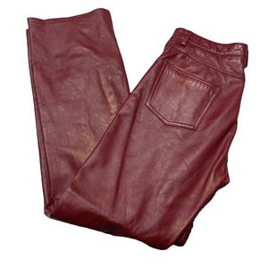 Pantalones rectos de piel auténtica 100% personalizados, venta al por mayor, Color Rojo - Product Image 1
