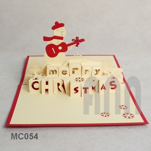 Custom Christmas Guitar 3D Laser Cut <b>Paper</b> Greeting Cards Offset Printing <b>Handmade</b> in Vietnam for Christmas Day - Product Image 2