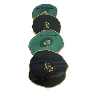 Handmade Custom Resin <b>Coaster</b> Set with Gold Flakes Epoxy <b>Drink</b> <b>Coasters</b> for Stylish Decor at Wholesale Prices - Product Image 2