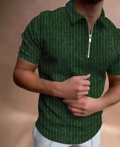 2025 vente été Polyester coton hommes décontracté mode fermeture éclair polos fermeture éclair Polo T-shirt - Product Image 1