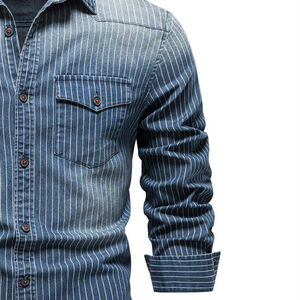 Nuevo diseño de talla grande para hombre, pantalones vaqueros informales de manga larga para hombre, Camisa vaquera de algodón, superventas, de gran tamaño, última llegada, Camisa vaquera - Product Image 5