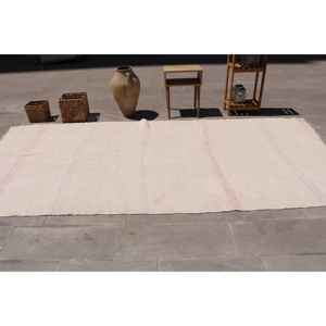 Alfombra Turca Vintage Grande de 5.5x11.6 pies, Alfombra Blanca con Plantas y Árboles Rojos - Product Image 3