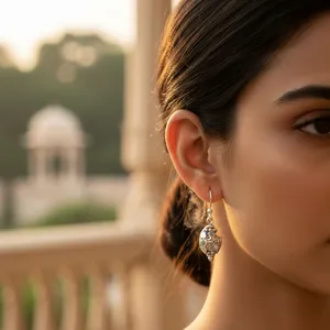 ต่างหูเงินแท้ 925 ลายฉลุ สำหรับผู้หญิง สวมใส่ได้ทุกวัน - Product Image 3