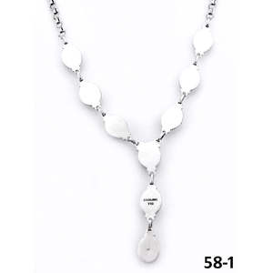 Collier Bohème Sud-Ouest en Turquoise Blanche et Argent Sterling, Chaîne à Maillons Faite à la Main avec Perle Diamant en Forme de Cœur, Cadeau - Product Image 4