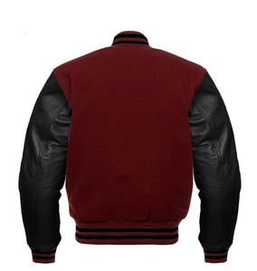 OEM Service Custom Embroidered Logo <b>Black</b>/<b>Red</b> <b>Varsity</b> <b>Jacket</b> Comfortable Professional Design Stand Collar Canvas for Spring - Product Image 2