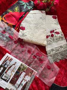 La plupart des déguisements Robe haute sur demande Attractive Cambric Cotton Salwar Suit & Dupatta With Heavy Embroidery Moti Work Woman Fashion - Product Image 6