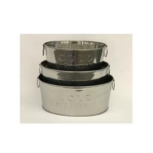 Metal Beverage <b>Tub</b> With Stand Border Perforated Design Wine Cooler Farmhouse Decorative Metal Iron Oval Shaped <b>Tub</b> - Product Image 6