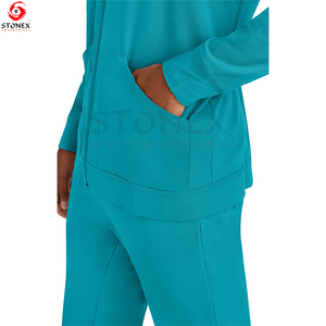 <b>Men's</b> Scrub Solid <b>Jacket</b> <b>Long</b> Sleeves With Knit Cuffs and Pen Pocket Quick Dry New Best Sale - Product Image 6