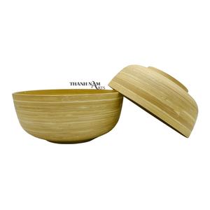 Durable round <b>Bamboo</b> Serving <b>Bowls</b> with Utensils Disposable Kitchenware in Excellent Condition - Product Image 4