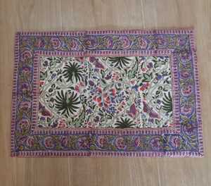 เสื่อปูโต๊ะพิมพ์ลายบล็อกผ้าคอตตอนสำหรับทานอาหาร,เสื่อปูโต๊ะผ้าคอตตอนบุสองชั้นพิมพ์ลายดอกไม้สำหรับโต๊ะทานอาหาร - Product Image 2