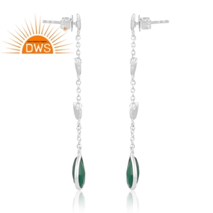 Latest Selling 925 Sterling Silver Natural <b>Green</b> Onyx Gemstone Dangle <b>Earring</b> Custom Jewelry Manufacturer - Product Image 4