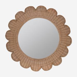 Miroir mural rond en rotin, design rustique, cadre en osier tissé à la main, style bohème naturel, pour la décoration murale, salon, entrée - Product Image 1