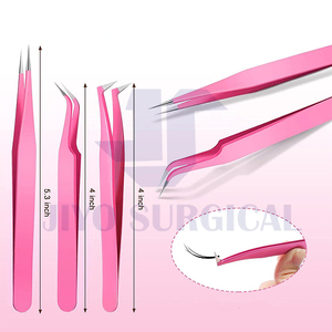Pinzas de volumen de corazón Rosa Pinzas de extensión de pestañas de acero inoxidable para recoger el cabello perfecto de 90 grados - Product Image 2