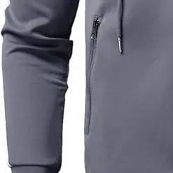 Chándal atlético con capucha para hombre, chándal de manga larga con cremallera completa, pantalones de chándal, trajes deportivos de retazos de 2 piezas - Product Image 4