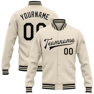 Vente en gros dans l'industrie directe Blouson bombardier noir et blanc à pression intégrale Varsity Letterman pour l'hiver décontracté personnalisé veste - Product Image 1